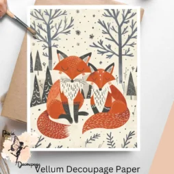 Image of two foxes. Scandinavian Foxes 1, Vellum Decoupage Paper