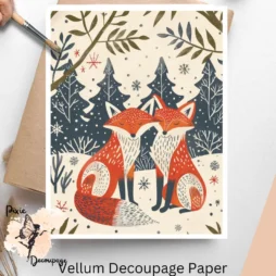 Image of 2 foxes. Scandinavian Foxes 3, Vellum Decoupage Paper