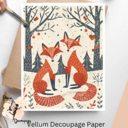 Image of 2 foxes. Scandinavian Foxes 4, Vellum Decoupage Paper