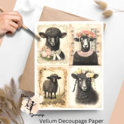 Vintage Black Sheep Collage 1, Vellum Decoupage Paper
