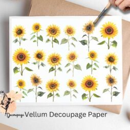 Sheet of Sunflowers Collage 1, Vellum Decoupage Paper