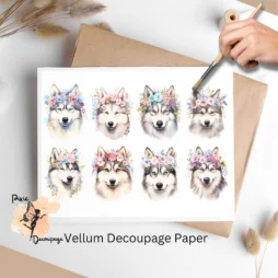 Siberian Husky Portrait Collage 1, Vellum Decoupage Paper
