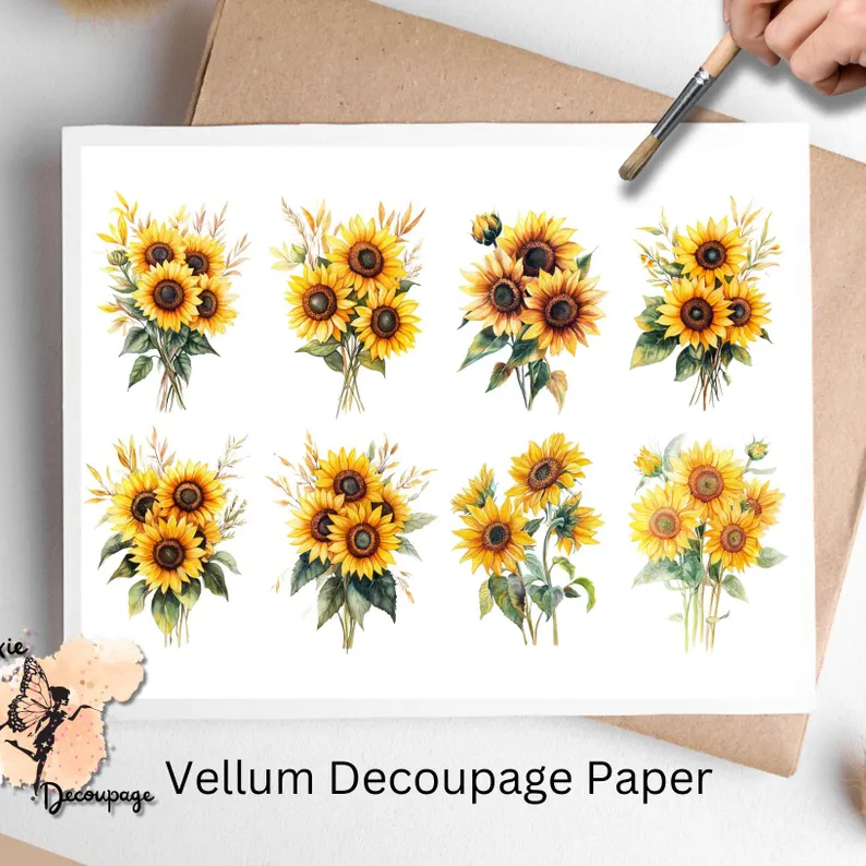 Sunflower Collage 3, Vellum Decoupage Paper