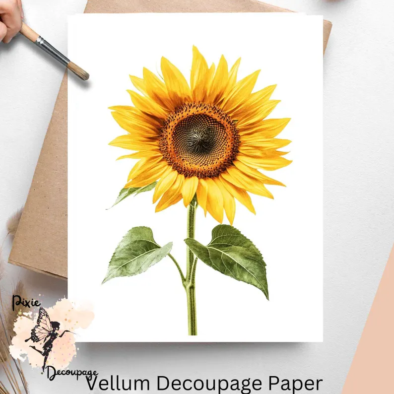 Image of a sunflower. Sunflower 1, Vellum Decoupage Paper