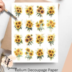Sunflower Collage 4, Vellum Decoupage Paper