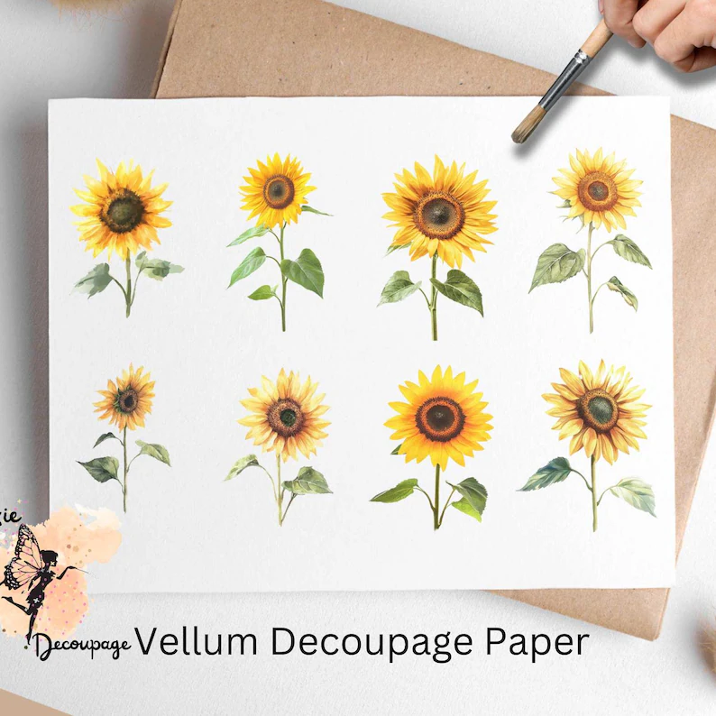 Sunflower Collage 2, Vellum Decoupage Paper
