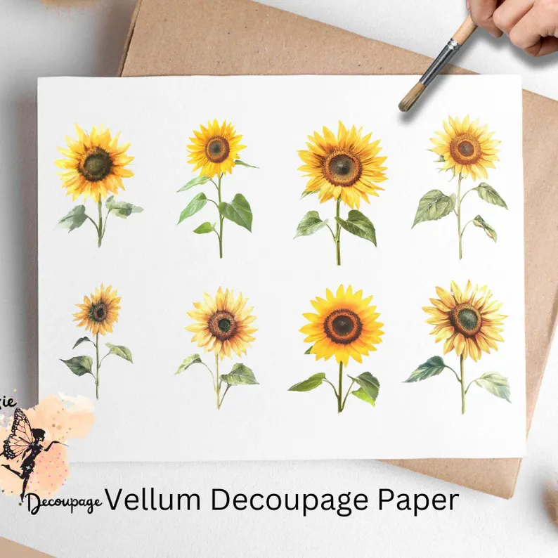 Sunflower Collage 2, Vellum Decoupage Paper
