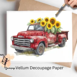 Truck with Sunflowers 1, Vellum Decoupage Paper