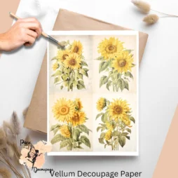 Vintage Sunflower Collage 2, Vellum Decoupage Paper