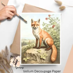 Image of a fox. Vintage Fox 4, Vellum Decoupage Paper