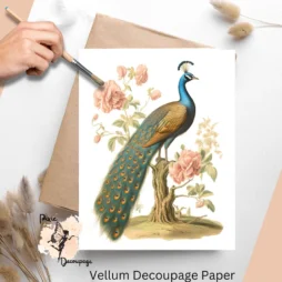 Image of a peacock. Vintage Peacock 4, Vellum Decoupage Paper