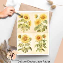 Vintage Sunflower Collage 1, Vellum Decoupage Paper