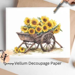 Wheelbarrow with Sunflowers 1, Vellum Decoupage Paper