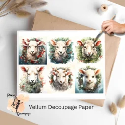 Christmas Sheep Collage 1, Vellum Decoupage Paper