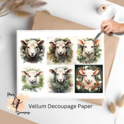 Christmas Sheep Collage 2, Vellum Decoupage Paper