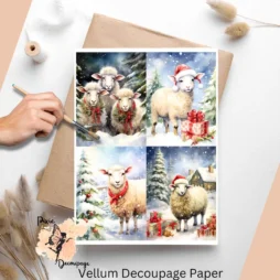 Christmas Sheep Collage 1, Vellum Decoupage Paper