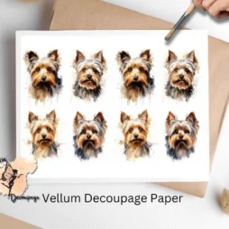 Yorkie Collage 1, Vellum Decoupage Paper
