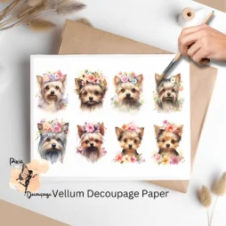 Yorkshire Terrier Portrait Collage 1, Vellum Decoupage Paper