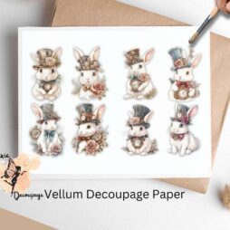 Eight images of steampunk bunnies.