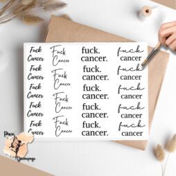 Twenty images of the words 'Fuck cancer' in different fonts.