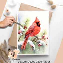 Image of a cardinal in snowy scene.
