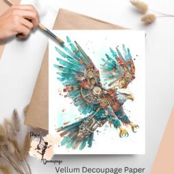 Image of a steampunk eagle in the color teal.