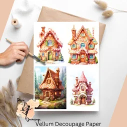 Four images of whimsical gingerbread houses.