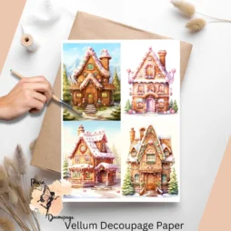 Four images of whimsical gingerbread houses.