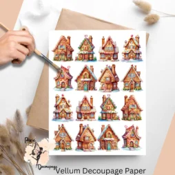 Sixteen small images of whimsical gingerbread houses.