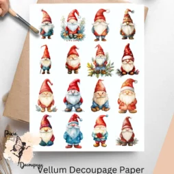 Sixteen small images of gnomes wearing red hats.