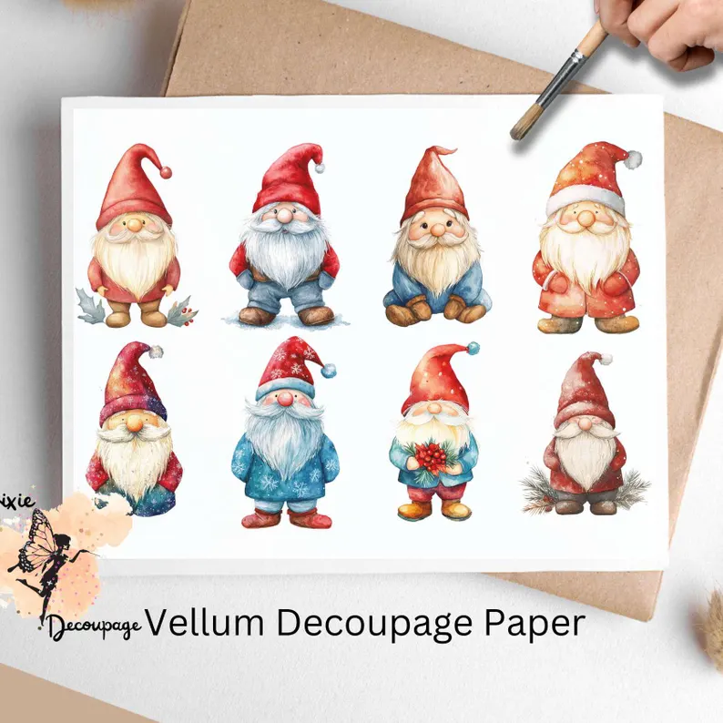 Eight images of gnomes.