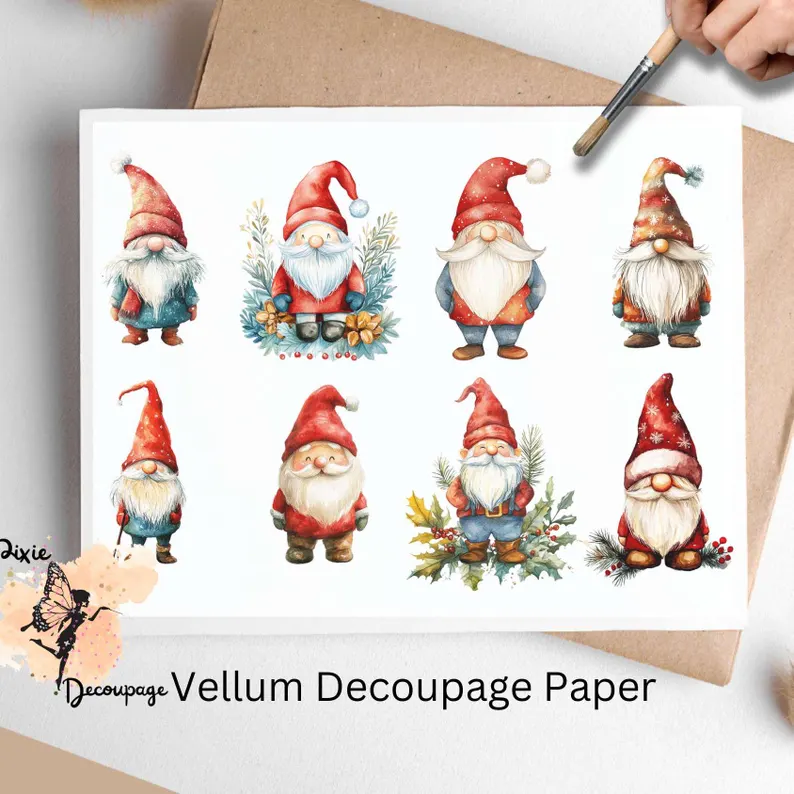 Eight images of Christmas gnomes.
