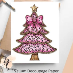 Image of a pink leopard print Christmas tree.