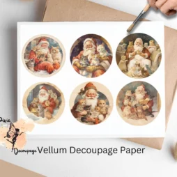 Six images of Santa Claus with kittens.
