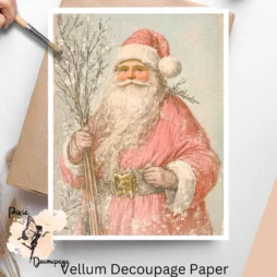 Image of Santa Claus wearing pink attire.