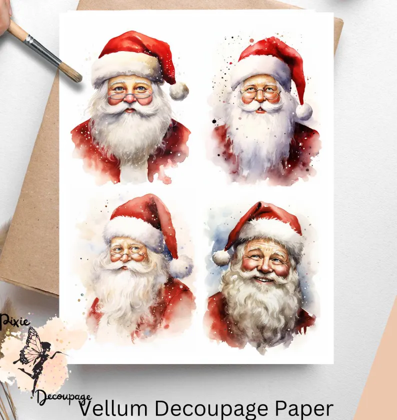 Four images of Santa Claus.