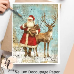 Image of Santa Claus with a reindeer.