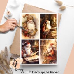 Four images of Santa Claus.