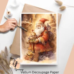 Image of Santa Claus holding gifts, watercolor style,