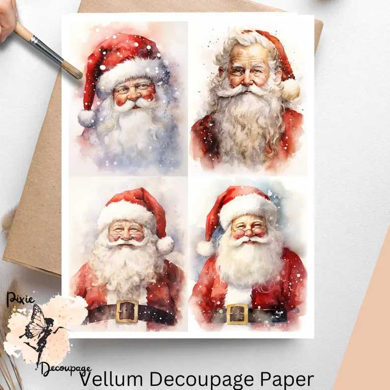 Four images of Santa Claus.