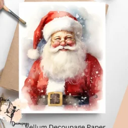Image of Santa Claus wearing glasses and his red attire.
