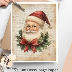 Image of Santa Claus and a wreath of holies.