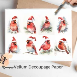 Cardinal with Santa Hat 2 Decoupage Paper