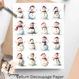 Snowman with Santa Hat 1 Decoupage Paper