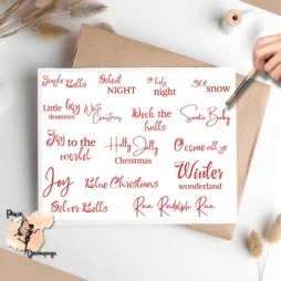Song titles in pretty fonts for decoupages. In red.