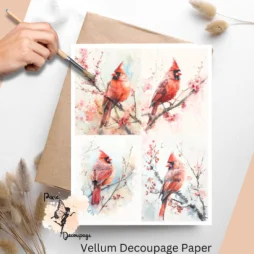 Four images of cardinals in spring.