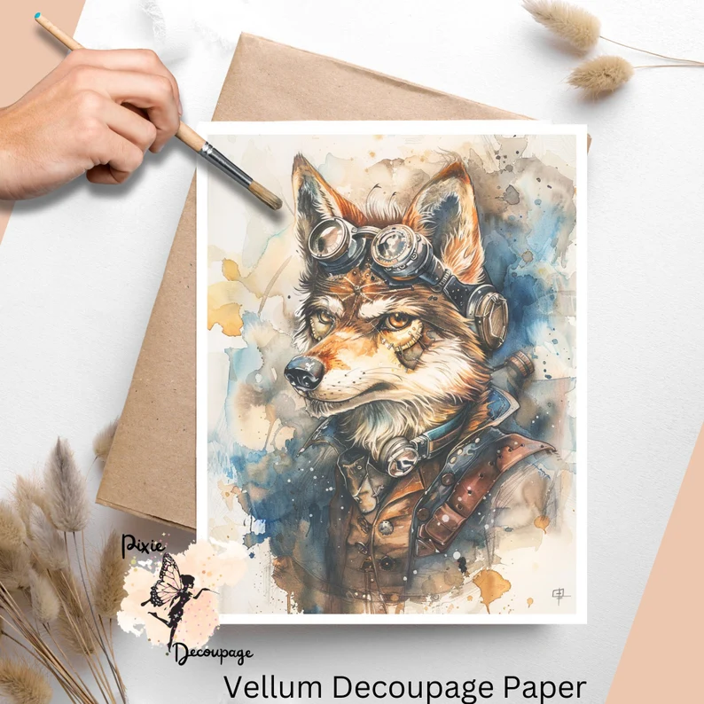 Steampunk Wolf Printed on Premium Vellum