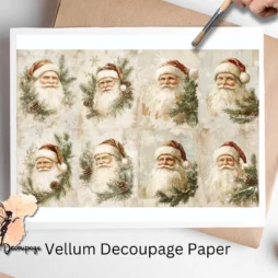 Eight images of Santa Claus in a vintage setting.