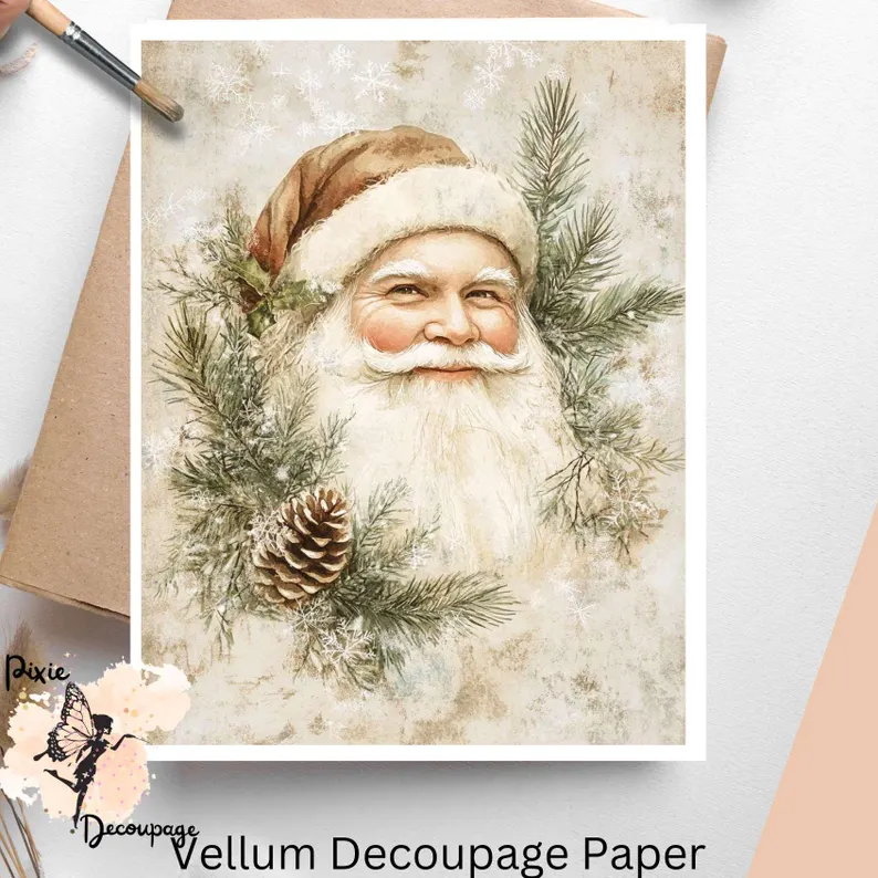 Image of Santa Claus with greenery in the background.