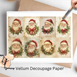 Eight images of Santa Claus and wreaths.